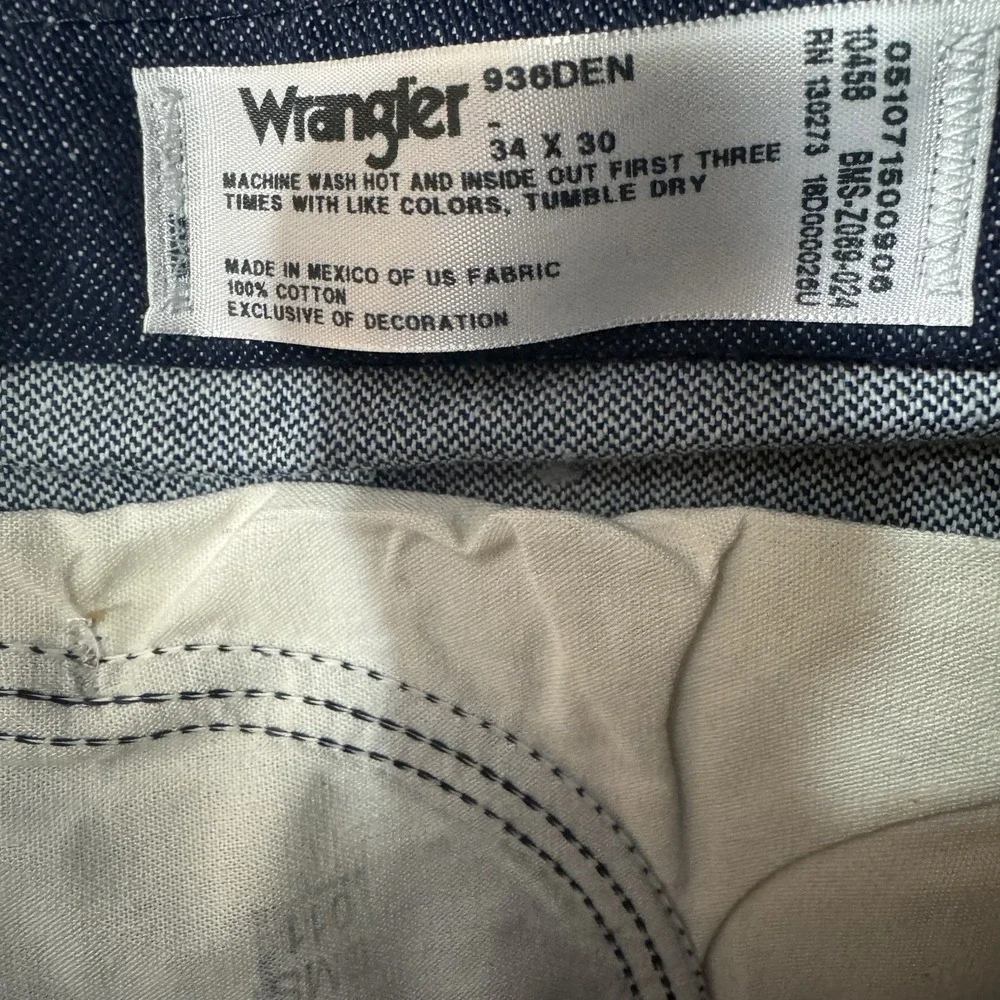 Wrangler Cowboy Cut Slim Fit Jeans Mens 34x30 Dark Wash Indigo 936DEN Denim NWT